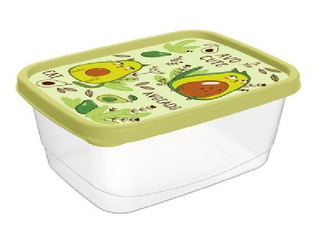 Контейнер для продуктов прямоугольный 1,5л с декором (салатовый)